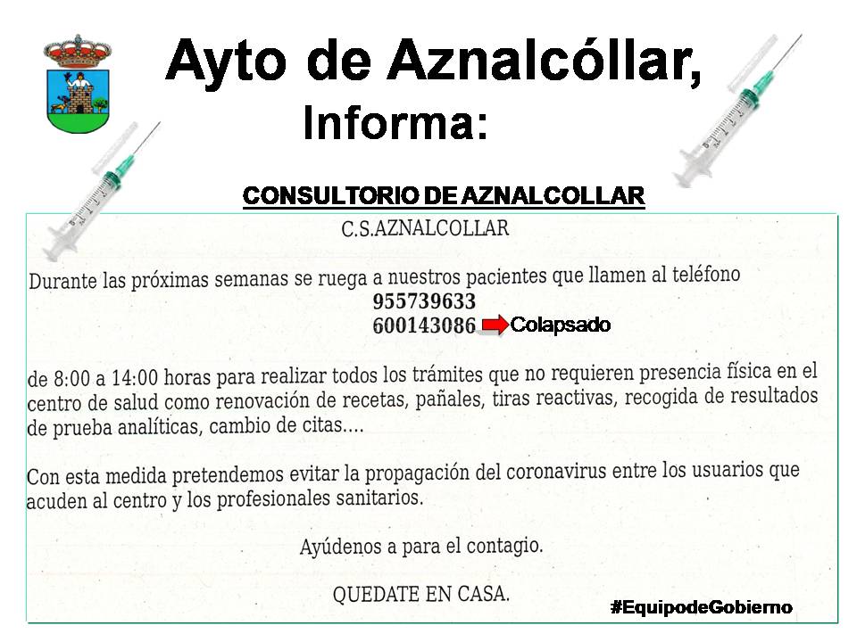CONSULTORIO AZNALCOLLAR INFO. COVID 19