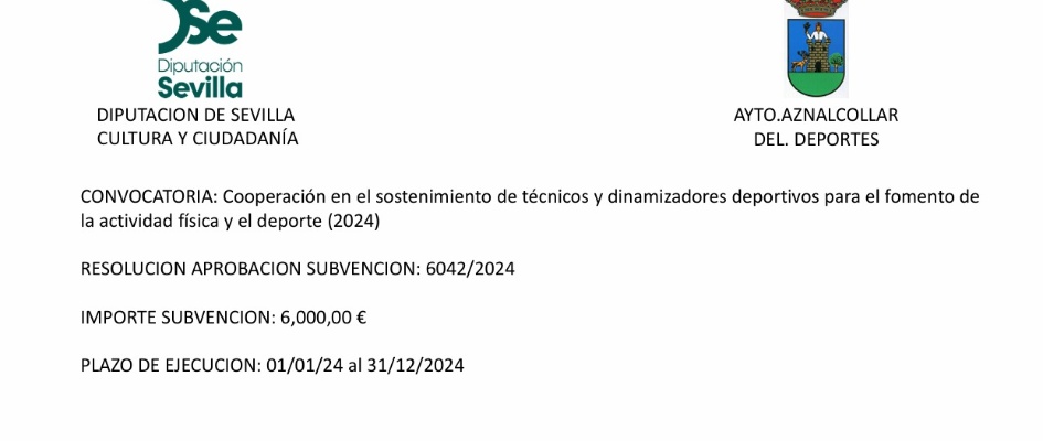 Cooperación en el sostenimiento de técnicos y dinamizadores deportivos para el fomento de 2024